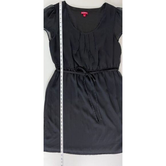 Merona Women's Black Short Sleeve Dress Tie Waist Polyester Size L - Picture 10 of 12